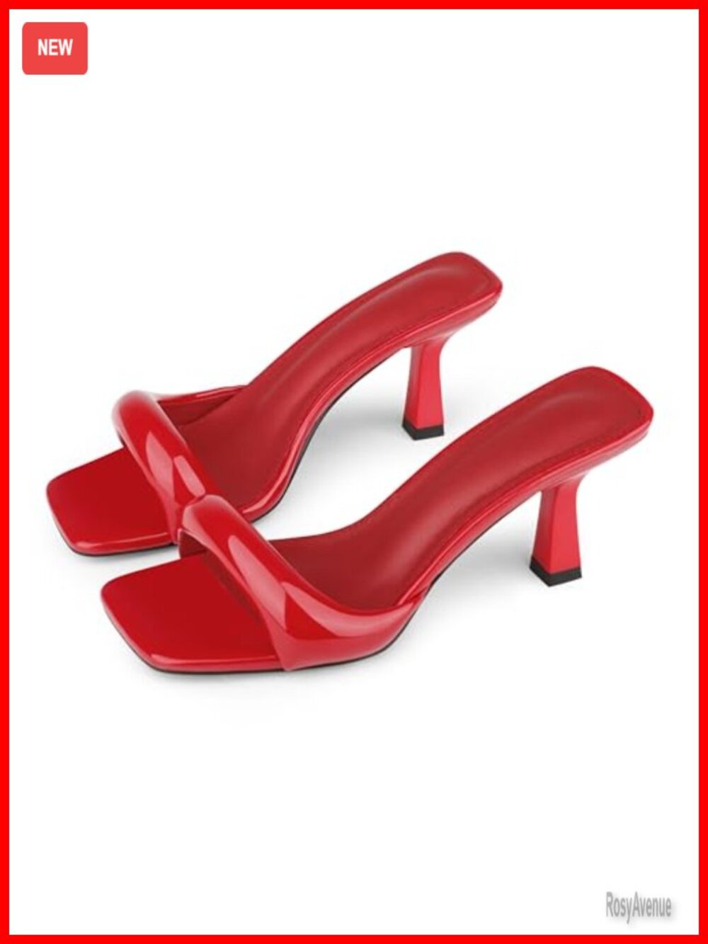 Cociy Women's Heeled Mules Square Toe Kitten Heels Slip On Sandal